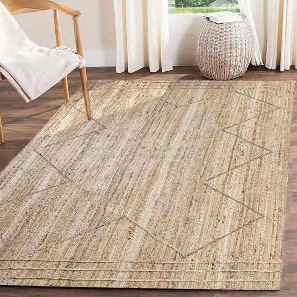 Beige Hand Braided Geometric Jute Area Rug - Image 2