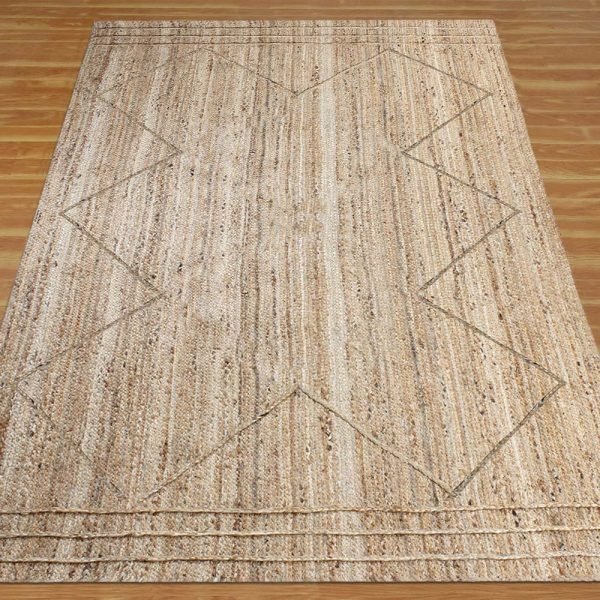 Beige Hand Braided Geometric Jute Area Rug - Image 3