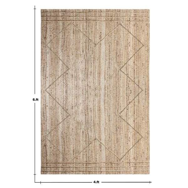 Beige Hand Braided Geometric Jute Area Rug - Image 5