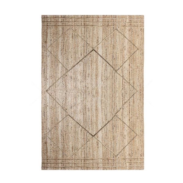 Beige Geometric Hand braided Jute Rug