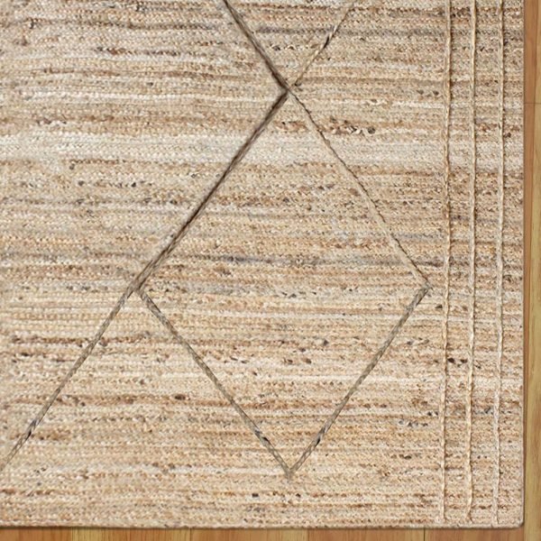 Beige Geometric Hand braided Jute Rug - Image 4