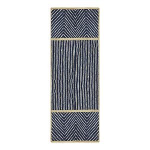 Handcrafted Blue Geometric Jute Runner Rug