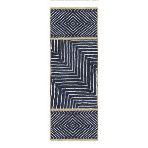 Geometric Blue Hand Braided Jute Area Rug