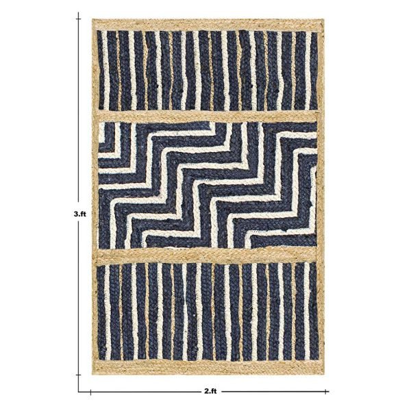 Handcrafted Geometric Blue Jute Outdoor Rug - Image 5