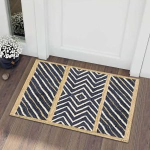 Hand Braided Blue Geometric Rug