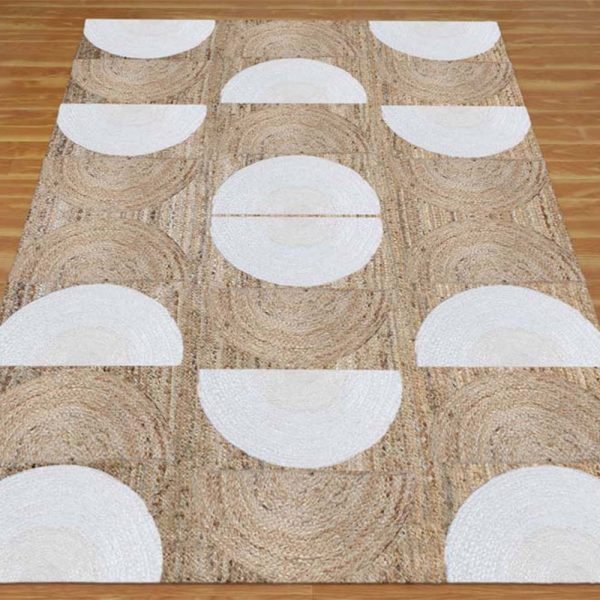 Beige Geometric Rug Hand Braided Jute Living Room Rug - Image 3