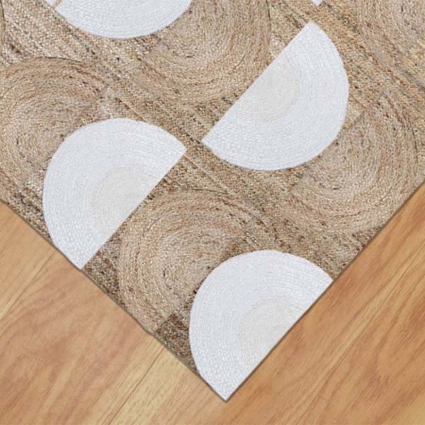 Beige Geometric Rug Hand Braided Jute Living Room Rug - Image 4