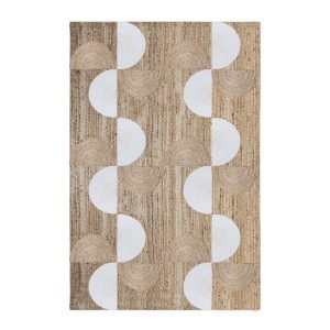 Hand Beige Hand Braided Geometric Jute Rug