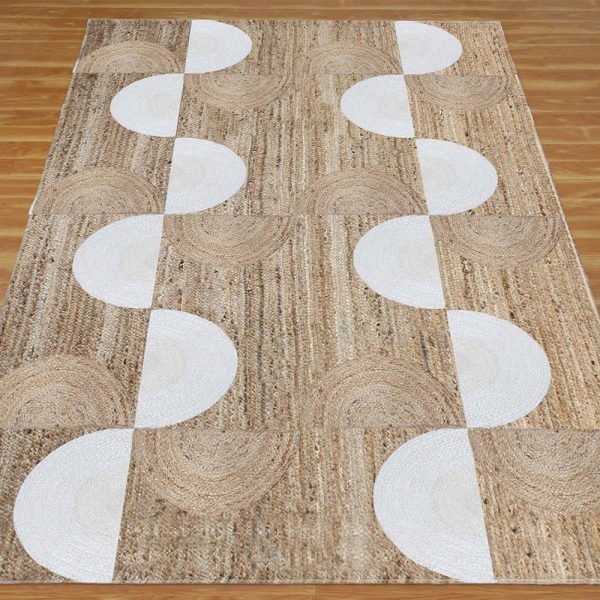 Hand Beige Hand Braided Geometric Jute Rug - Image 3