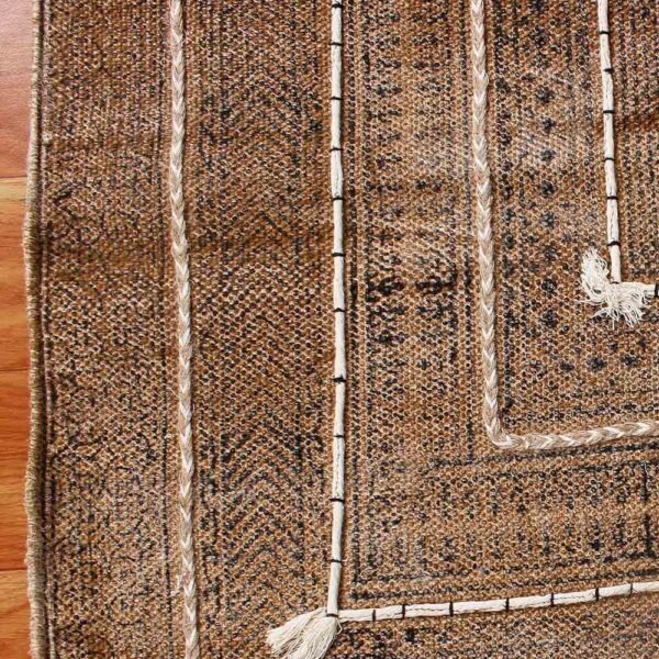 Hand Block Printed Thread Work Cotton Brown Area Rugs - Image 6