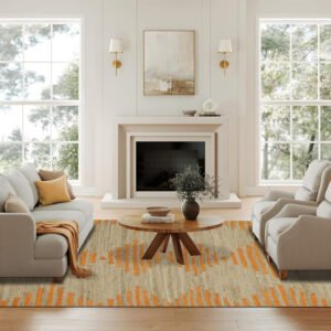 Beige Orange Hand Woven Home Decor Rug