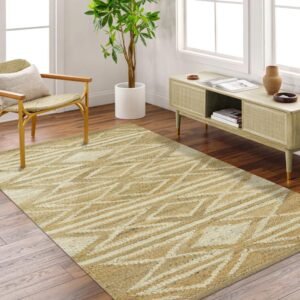 White Hand Woven Doorway Rug with Geometric Pattern