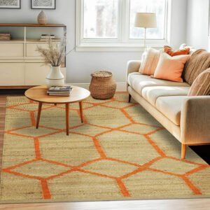 Orange Handmade Geometric Entryway Rug