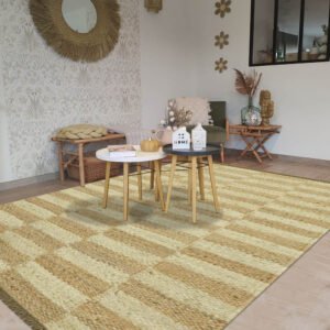 Brown Hand Woven Geometric Bedroom Rug