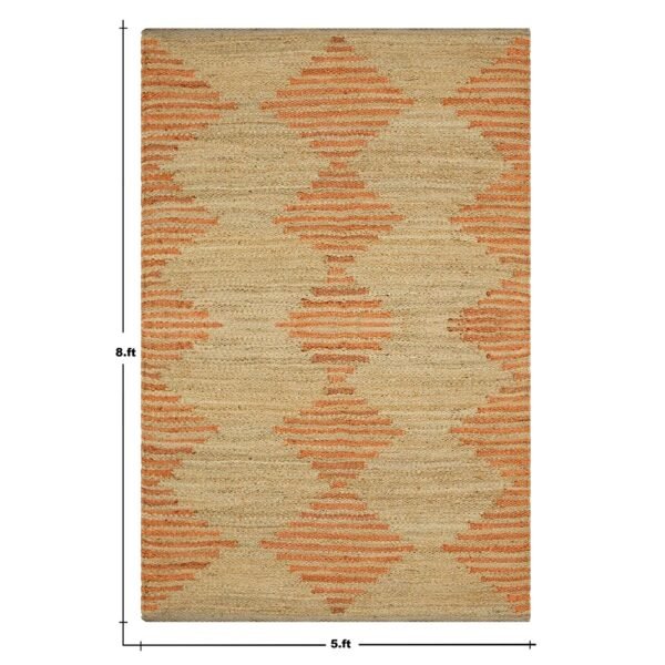 Beige Orange Hand Woven Home Decor Rug - Image 3