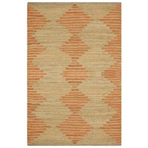 Beige Orange Hand Woven Geometric Rug