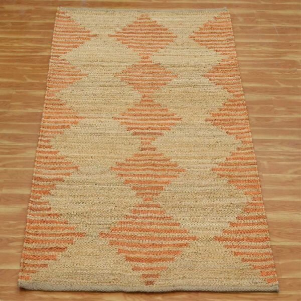 Beige Orange Hand Woven Home Decor Rug - Image 4