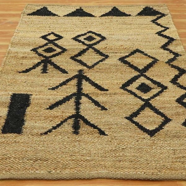 Handwoven Black Gray Jute Area Rug - Image 3