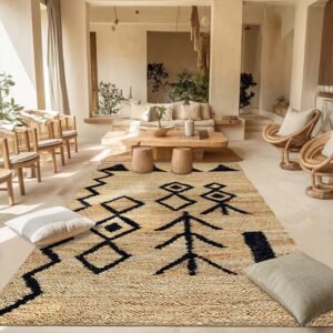 Handwoven Jute Black Gray Area Rug