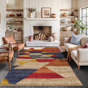 Handwoven Jute Rug Beige Multicolor Area Rug