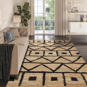 Handcrafted Jute Rug Black Enhances Eco Conscious Homes