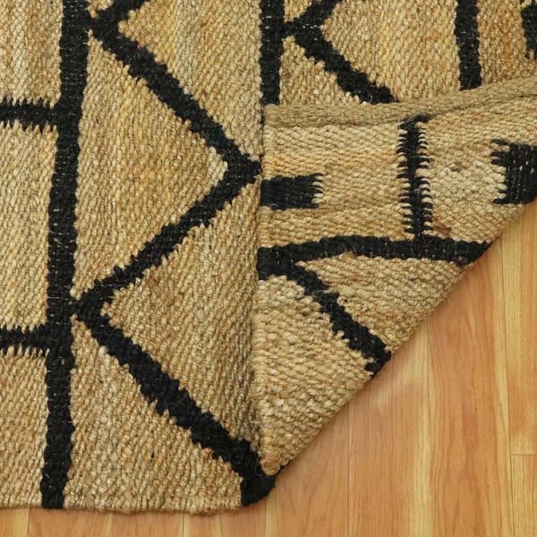 Handcrafted Beige Black Jute Area Rug - Image 4