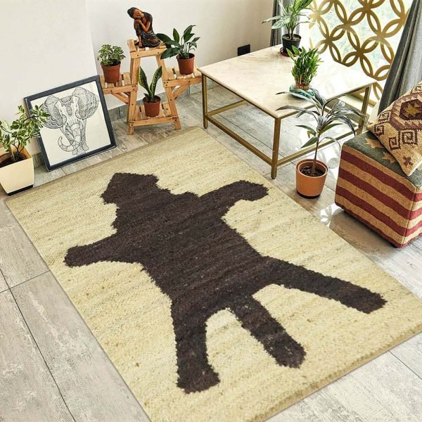 Hand Woven Animal Print Jute Beige Area Rug - Image 2