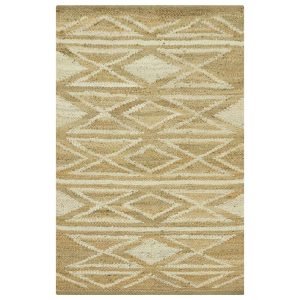 Beige White Hand Woven Geometric Doorway Rug