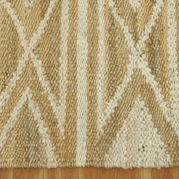 White Hand Woven Doorway Rug with Geometric Pattern - Image 6