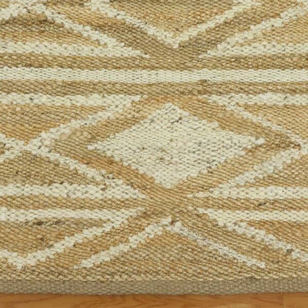 White Hand Woven Doorway Rug with Geometric Pattern - Image 7