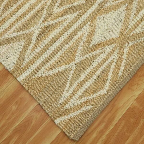 White Hand Woven Doorway Rug with Geometric Pattern - Image 8