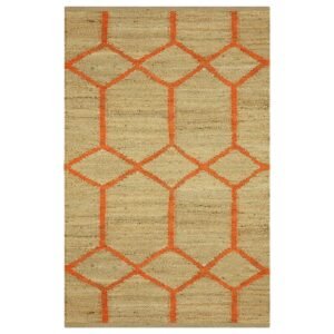 Orange Handmade Geometric Entryway Rug