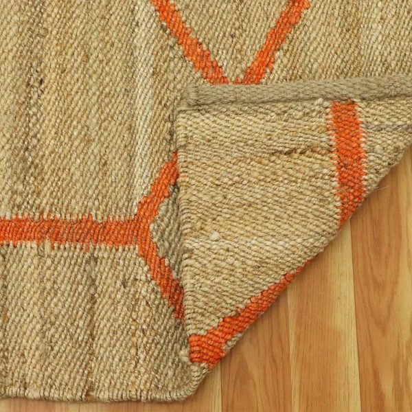 Orange Beige Handmade Geometric Entryway Rug - Image 4
