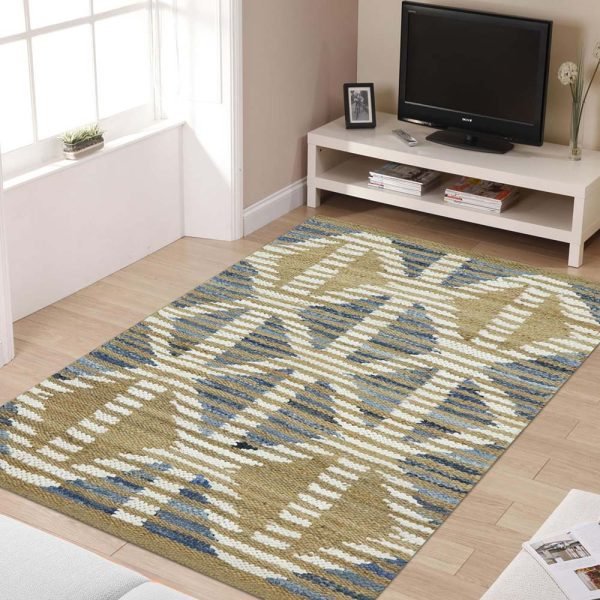 Multicolor Hand Woven Geometric Area Rug - Image 2