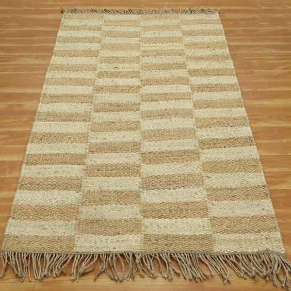 Brown Hand Woven Geometric Bedroom Rug - Image 4