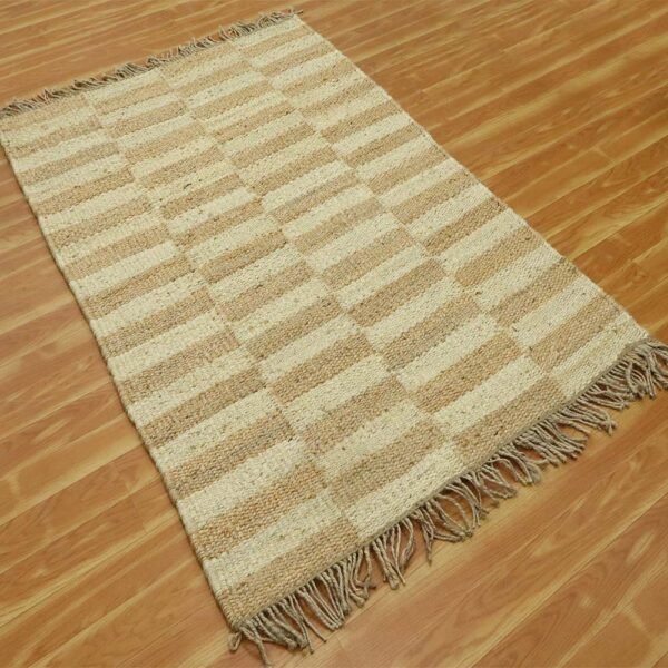 Brown Hand Woven Geometric Bedroom Rug - Image 5