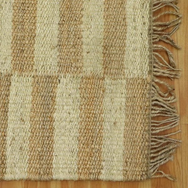 Brown Beige Hand Woven Geometric Bedroom Rug - Image 5