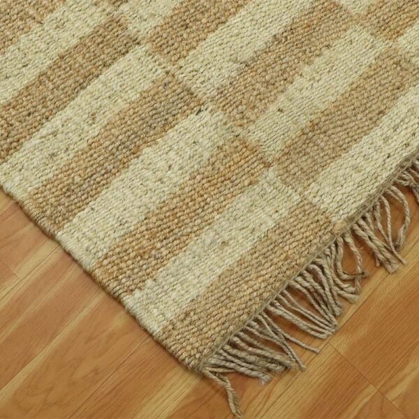 Brown Hand Woven Geometric Bedroom Rug - Image 3