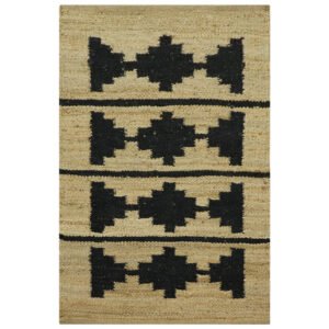 Beige Hand Woven Geometric Jute Modern Rug