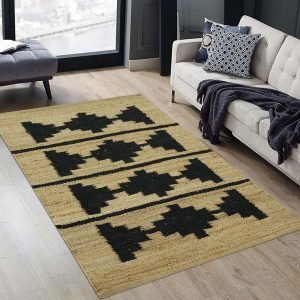 Beige Hand Woven Jute Rug Geometric Modern Rug