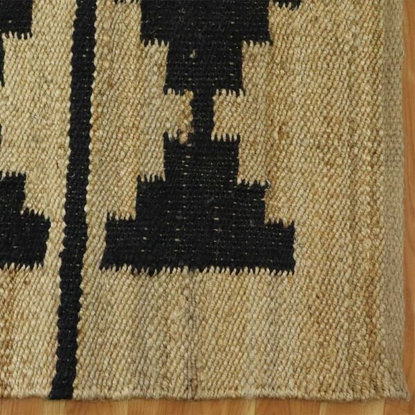 Beige Hand Woven Geometric Jute Modern Rug - Image 5