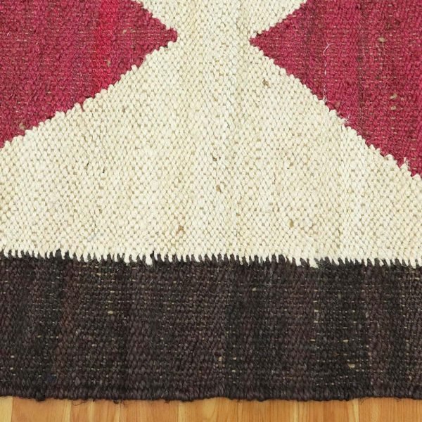 Brown White Hand Woven Geometric Jute  Rug - Image 6