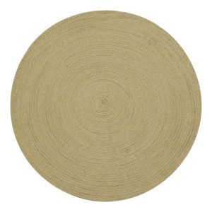 Beige Hand Braided Solid Jute Round Area Rug