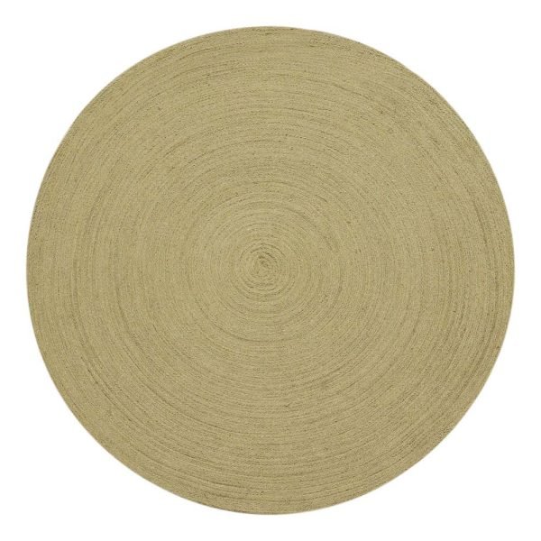 Beige Hand Braided Solid Jute Round Area Rug