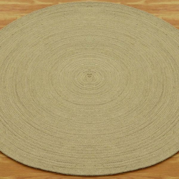 Beige Hand Braided Solid Jute Round Area Rug - Image 3