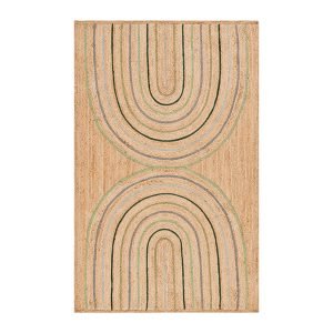 Hand Braided Beige Jute Rug Geometric Hallway Rug