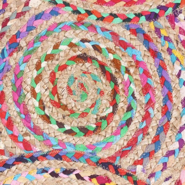 Cotton Jute Handmade Multicolor Round Area Rug - Image 4