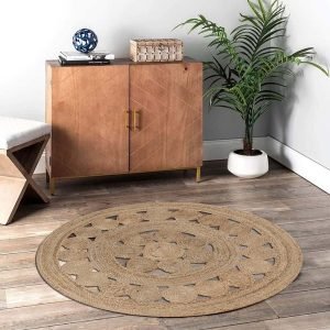 Hand Braided Jute Modern Beige Round Rug