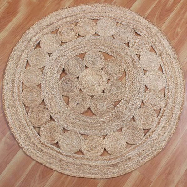 Hand Braided Jute Modern Beige Round Rug - Image 3