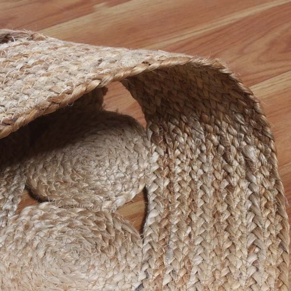 Hand Braided Jute Modern Beige Round Rug - Image 4